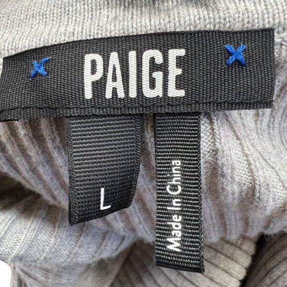 Paige Catarina Ribbed Collared Fitted Sweater Chromium Gray Size Large - Picture 8 of 12